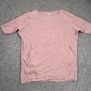 Magic Linen Aruba Short Sleeve Pocket‎ Dress in Woodrose Lagenlook Women's XL